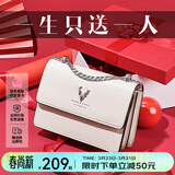 啄木鸟（TUCANO）包包女款2026年牛皮时尚单肩斜挎包女链条包生日礼物送女友老婆 米白银鹿礼盒【实用礼物推荐】