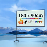 得力(deli)时尚系列H型支架式窄边框玻璃白板180*90cm钢化玻璃带架子办公会议写字板黑板白板50076