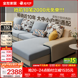 全友家居现代简约风L型布艺沙发家用客厅科技布转角沙发家具政府补贴 [热卖]水蓝|布皮沙发|面料可拆洗|左妃位新 多人位 3.67m