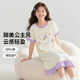 顶瓜瓜顶呱呱女童睡裙公主风纯棉夏季薄款小女孩家居服儿童亲子睡衣160