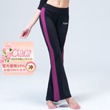 CONNY广场舞服装秋冬新款舞蹈练功裤宽松跳舞裤子女瑜伽裤运动健身长裤 黑紫 3XL 175