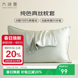 太湖雪纯色真丝枕套 100%桑蚕丝绸 单面真丝枕头套单只装松石绿 48*74cm