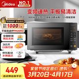 美的（Midea）家用变频微波炉平板式易清洁 800W微波速热 一键智能菜单 钻石背板 微晶面板加热20L（PM20M2）