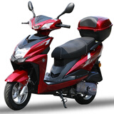 爱立新125cc摩托车踏板车燃油助力女式踏板代步车外卖车国四电喷可上牌 红色/机械版/USB/尾箱/礼包(不能上牌)运费到付