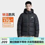 耐克NIKE男冬季短款连帽羽绒服 运动防寒外套 WR系列FB8178-010黑XL
