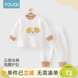 优奇婴儿衣服秋冬套装宝宝保暖夹棉内衣高腰护肚男女儿童2件套秋冬装 秋冬【高腰】萌萌小狗 90