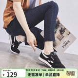 ZHR休闲鞋女精选牛皮舒适百搭女鞋 经典INS潮拼色运动鞋女 韩版时尚轻便透气鞋子女 AK60 黑色 36