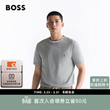 BOSS博斯 男士徽标饰片棉质平纹针织短袖T恤 051-灰色 L