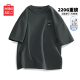 名创优品（MINISO）220G短袖t恤男重磅纯棉上衣休闲宽松夏季百搭半袖潮 深灰 L