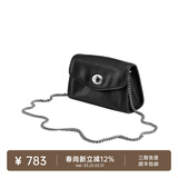 裘真信封包女链条斜挎单肩包休闲复古小包植鞣头层牛皮包包 黑色-小号