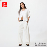 优衣库常规款女装男装宽松廓形牛仔裤/弯刀镰刀裤子479000 482280 482280/00白色 26 /160/66A