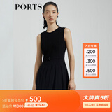PORTS宝姿商场同款新品女装无袖蕾丝百褶连衣裙LL8D095KWB008 黑色 S (4)