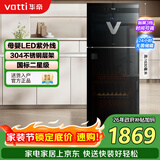 华帝（VATTI）华帝家用立式小型大容量不锈钢高温双门紫外线二星级厨房餐具碗筷碗柜380GB101