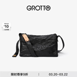 GROTTO个乐黑石包经典大容量植鞣绵羊皮单肩斜挎通勤软包男女款礼物 黑石M（黑标）