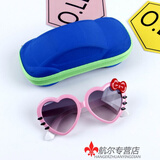 畅印 儿童卡通太阳镜新款可爱宝宝心形眼镜儿童萌桃心太阳镜男女童墨镜猫太阳镜 粉框白脚（镜盒+袋+布）