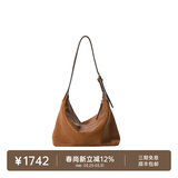 裘真【明星同款】植鞣胎牛皮腋下经典hobo包通勤真皮女包 大象灰-小号(胎牛皮版) 小包/大包