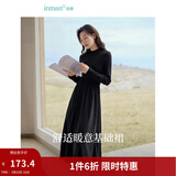 茵曼（INMAN）2025秋冬女装新款灯芯绒连衣裙新品长袖休闲针织礼服中长裙子 午夜黑-18348357H1 M