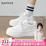 达芙妮官方小白鞋女2026年春秋爆款女鞋透气百搭运动休闲女鞋厚底板鞋女 白色【四季款 跟高5.5cm】 37