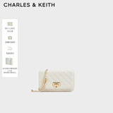 CHARLES&KEITH经典菱格链条小方单肩斜挎包包女包生日礼物CK2-70160131 Cream奶白色 小包