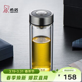 希诺双层玻璃杯高档商务办公车载水杯男家用透明泡茶杯子 345mL