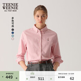 Teenie Weenie小熊女装牛仔衬衫秋学院休闲简约棉美式上衣 粉色 S 160