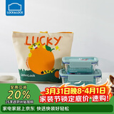 乐扣乐扣（LOCK&LOCK）清新玻璃保鲜盒三件套(630ml*1+380ml*1+便当包)LNG428S603薄荷绿