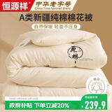 恒源祥A类100%新疆棉花被子被芯超厚保暖9斤冬季棉被双人200x230cm