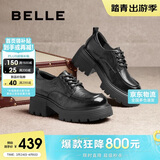 百丽时尚牛津鞋乐福鞋女春夏商场牛皮革厚底休闲鞋D2Y1DAM5 黑色 38