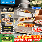 美的（Midea）电火锅钛陶0氟多功能锅不锈钢蒸锅鸳鸯火锅专用锅超薄速沸多功能一体电锅煎烤料理锅DLS332266S