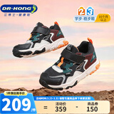 江博士春秋拼色儿童鞋防滑耐磨复古舒适透气魔术贴男女宝学步鞋 黑/米/红 23 脚长约13.4-14.1