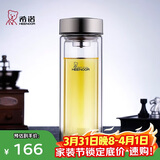 希诺双层玻璃杯男家用商务办公泡茶杯子过滤车载水杯XN-9607 410mL