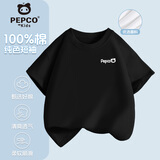 小猪班纳（PEPCO）儿童短袖t恤纯棉夏季薄款白色T恤男女童春装打底衫 黑色 110