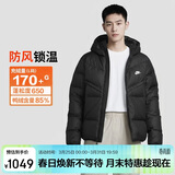 耐克NIKE男冬季短款连帽羽绒服 运动防寒外套 WR系列DV1132-010黑XL