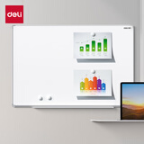 得力挂式白板90*60cm 现代办公系列金属边框磁性办公书写悬挂单面大白板黑板墙教学黑板白板写字板