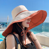 古霖（GULIN）超大檐渔夫帽女夏季遮脸加大帽檐凉帽遮阳防晒帽防紫外线太阳帽子 橘色 均码【18cm大帽檐】（双面可戴）