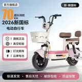 夜驰新新国标电动车可上牌长续航电动自行车新款电瓶车成人电动自行车48V小型电瓶车男女代步车 米白色 48V12A天能/超威铅酸续航约120里