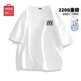 名创优品（MINISO）短袖t恤男士夏季新款重磅纯棉上衣服休闲宽松半袖体恤 白 XL