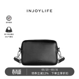 INJOYLIFE男生包包单肩斜挎包男潮牌港风斜挎包复古小包休闲包 黑色