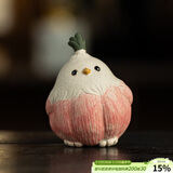 八千行宜兴原矿紫砂蒜头小鸟茶宠创意摆件精品手工小茶玩茶桌可爱装饰品