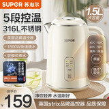 苏泊尔（SUPOR） 电水壶家用 电热水壶 双层防烫热水壶 全钢无缝内胆烧水壶 1.5L SW-15T75A