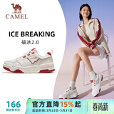 骆驼（CAMEL）破冰2.0运动女鞋休闲耐磨低帮板鞋子 X24C09L7633S 象牙白酒红 35