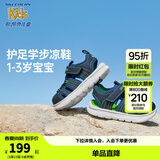 Skechers斯凯奇童鞋男宝宝凉鞋小童包头沙滩鞋魔术贴夏季学步鞋400041N 男童/海军蓝色/柠檬色/NVLM 24