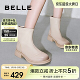 百丽女鞋真皮时装靴冬新弹力短靴百搭显瘦瘦靴B1538DD5 元气米 34