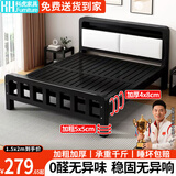 科虎床铁艺床主卧大床双人床铁架床1.5x2米软包床 Tst50-F黑 1.5*1.9/2.0m【默认2.0】