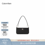 Calvin Klein腋下包休闲通勤包包字母拉链CK女包单肩法棍包 001-太空黑 OS