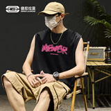 GENIOLAMODE背心男士夏季重磅220G纯棉透气休闲无袖t恤男款坎肩上衣 黑色 M