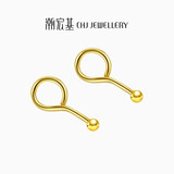 潮宏基小圆珠足金黄金耳钉简约时尚送女友生日礼物计价 一对款约0.95g