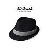 Mr DUCK夏季卷边小礼帽 复古潮流显年轻高端男士绅士帽 透气防晒遮阳草帽 黑色(透气防晒）-MS13014 M (适合56-57cm头围)