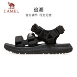 骆驼（CAMEL）魔术贴撞色沙滩凉鞋男运动休闲鞋子 K13M16L2001 黑色 38
