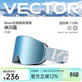 Vector 滑雪眼镜成人男女双层防雾可卡近视柱面高清大视野单双板护目镜 冰川蓝 均码